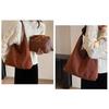 Suede Shoulder Bag Retro Design Large Capacity Crossbody Handbag Adjustable Strap
