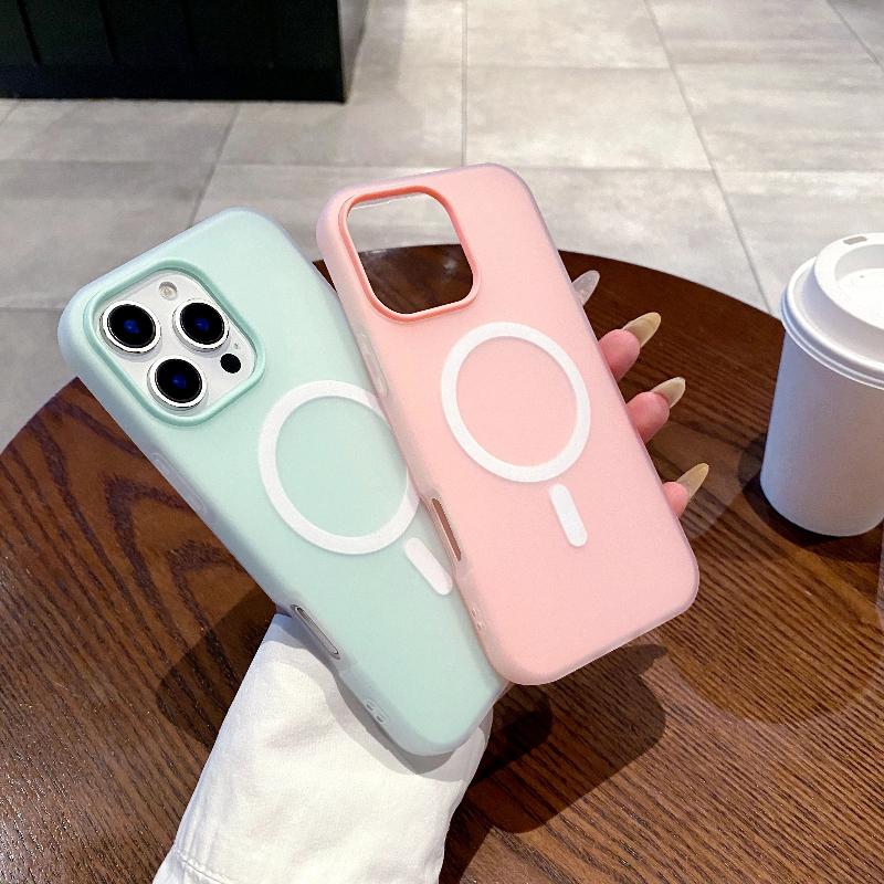 Роскошный Чехол 2-в-1 Candy Color с Magsafe для iPhone 17 Air 16 15 14 13 12 Pro Max Plus, Магнитный, Для Беспроводной Зарядки, Матовый, Мягкий