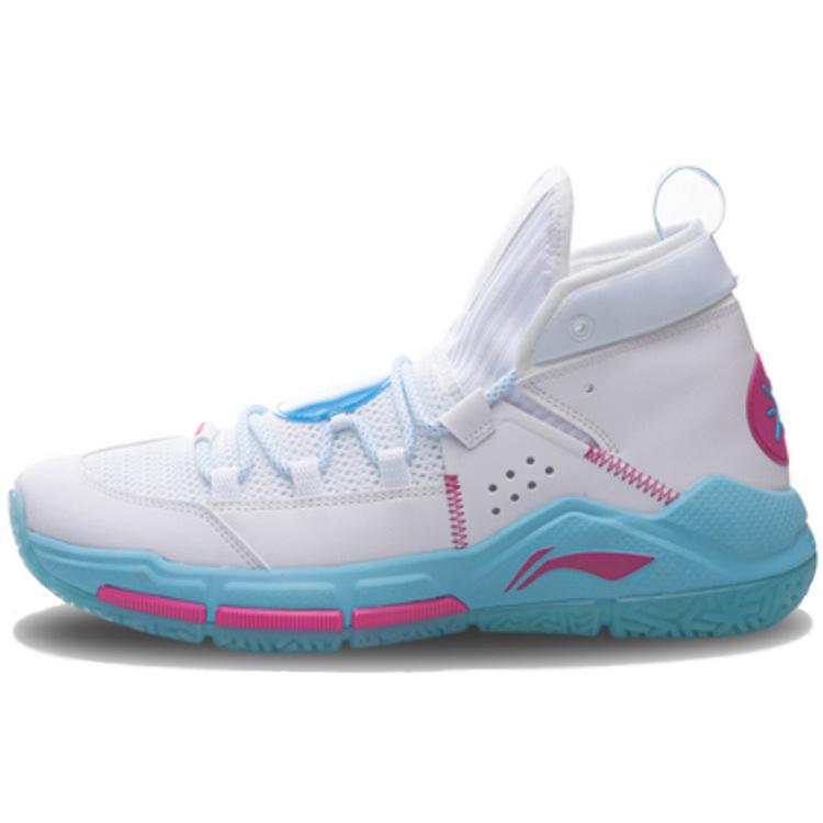 Li Ning ALL DAY 5 Синтетическая кожа Нескользящие Износостойкие Средневысокие Баскетбольные кроссовки Мужские Белые ABPQ015-2