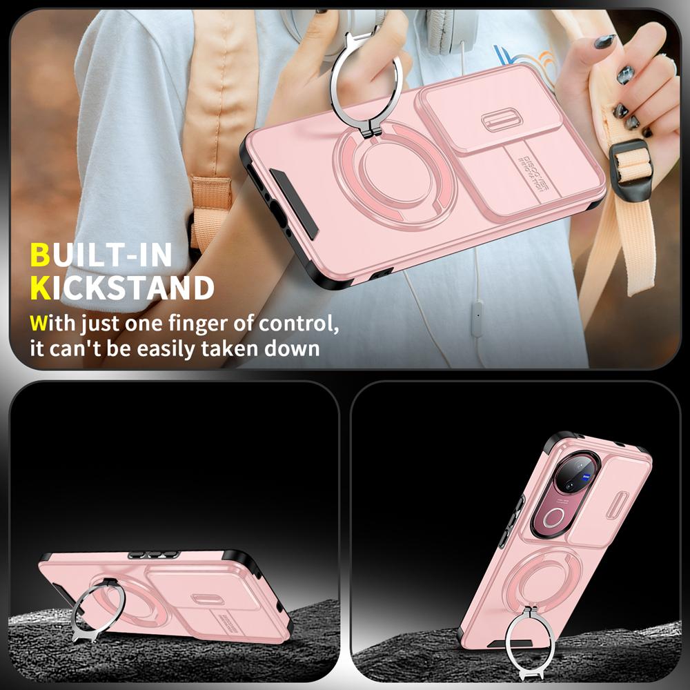KEYSION Вращающаяся на 360° подставка-кольцо Чехол для телефона для VIVO V50 5G Защита камеры со сдвигом Магнитная противоударная задняя крышка для VIVO V50