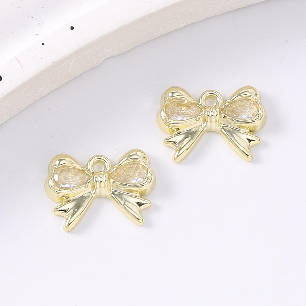 5pcs Cute Crystal CZ Bowknot Charms Pendants for Jewelry Making Necklace Earrings Bracelet DIY Handmade Accessories Supplies