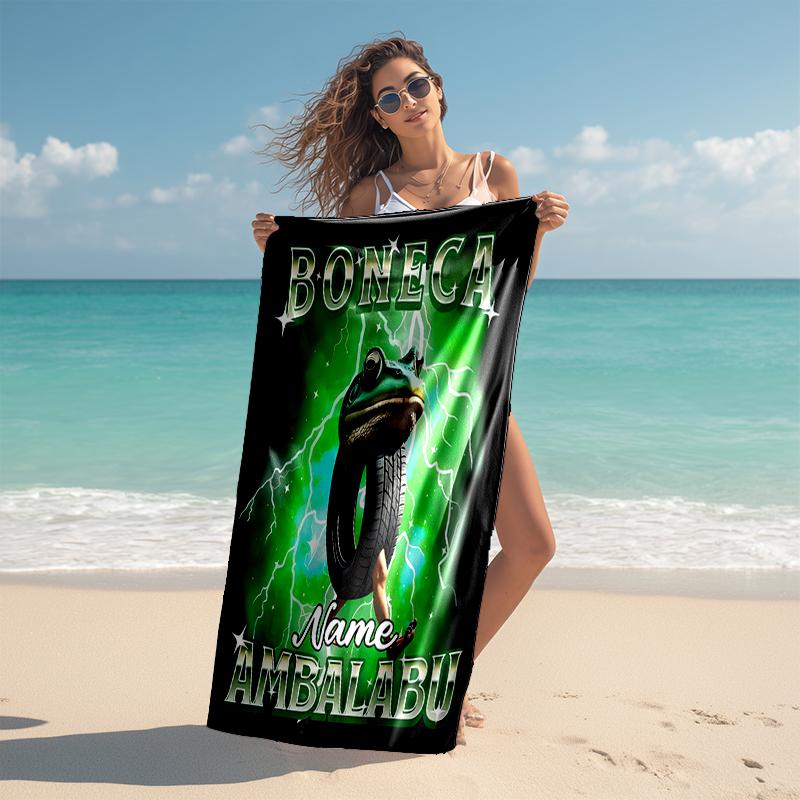 Personalized customized proof beach towel with Italian Brainrot animal pattern - soft, absorbent,quick-drying,perfect swimming,camping&bathing