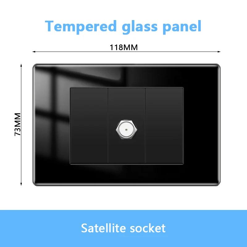 American Black Tempered Glass 15A Light Electrical Switch,US Plug USB Type-c Quick Charge Wall Power Outlet,Mexico Switch Outlet