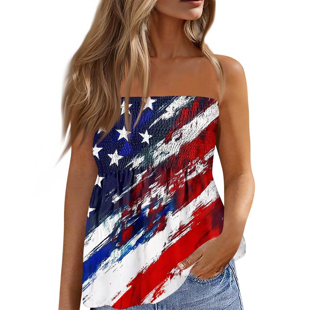 Summer Tube Tops For Women,Cute Sexy Off Shoulder Print Sleeveless T-Shirt