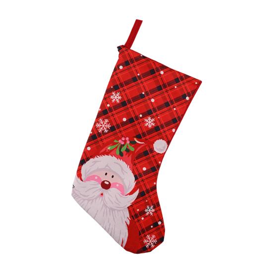 Рождественский чулок 18" Большой Каминные Подвесные Носки с Рисунком Санты Снеговика Рождественские Конфетные Мешки для Праздничного Украшения Стены Дерева