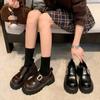 Sheepskin Version~ Academy Style Square Buckle Lazy One-pedal Muffin Thick Heel Platform Loafers Small Leather Shoes Genuine Leather Single Shoes