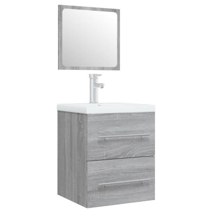 3114169 vidaXL Vanity Unit with Integrated Basin Sonoma Grey Engineered Wood