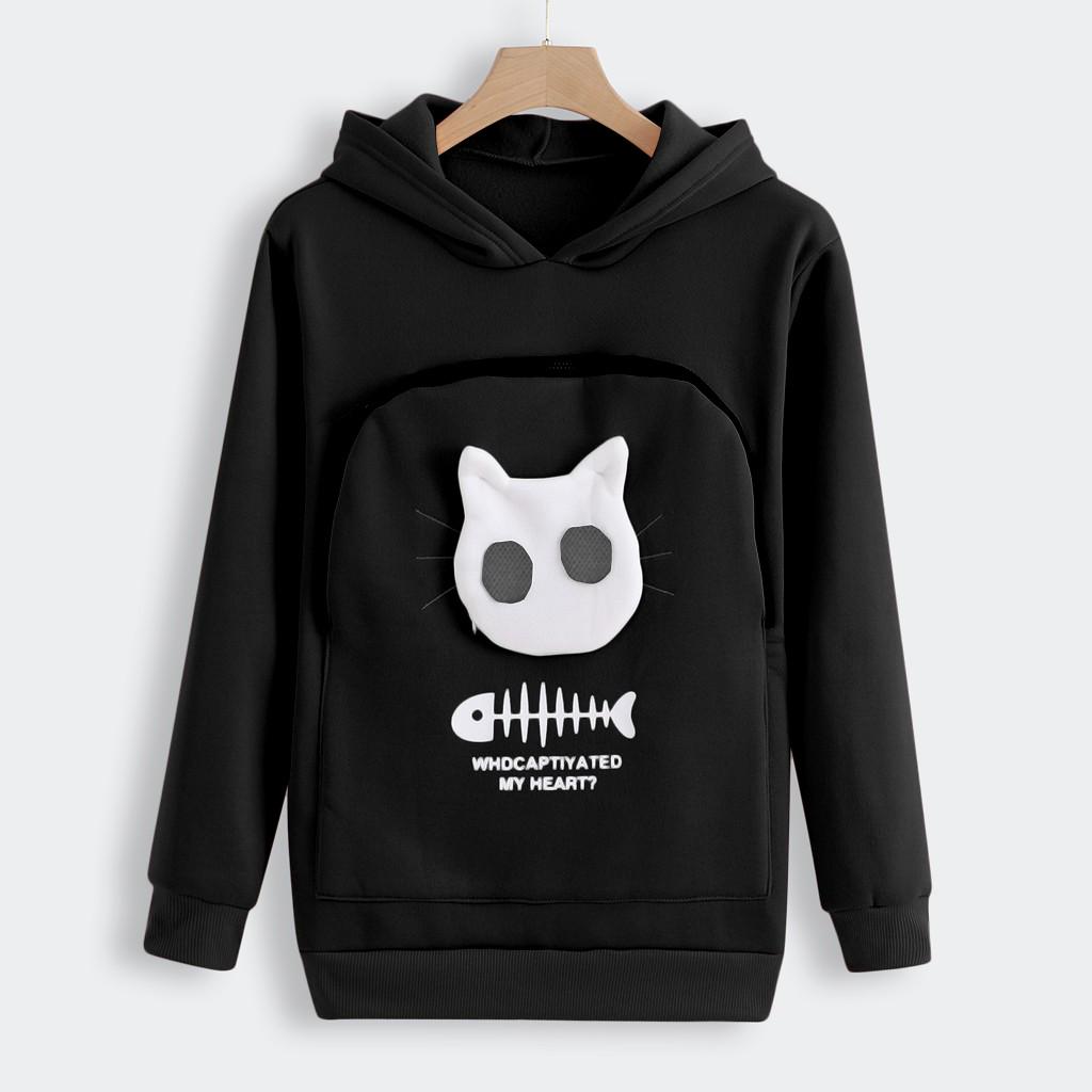 Толстовка Cat Lovers Hoodie Kengaroo Dog Pet Paw Pullovers Cuddle Pouch Sweatshirt Pocket Animal Ear Hooded Pullover