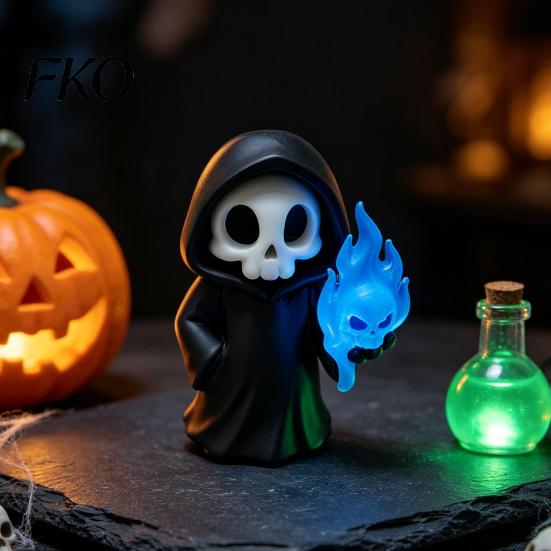 Decorative Collectible Items 9Pcs Grim Reaper Figurines, Cool Skull Skeleton Statues, Gothic Dark Halloween Home Decor Accessories