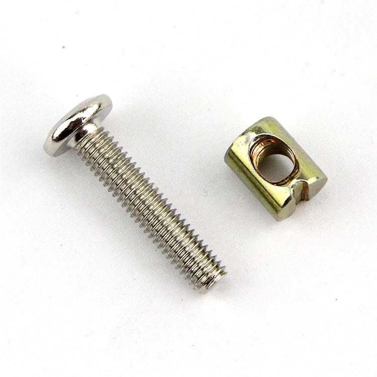 Никелированный винт-кроватный винт с шестигранным шлицем Phillips и гайка, M6/M8