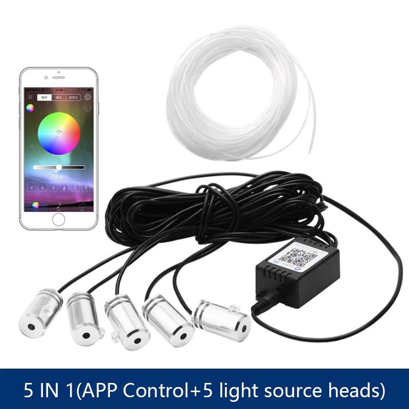 Светодиодная атмосферная подсветка для автомобиля 6 в 1, RGB, гибкая декоративная лампа 8 м, подсветка салона с управлением через приложение, светодиодная лента из оптоволокна