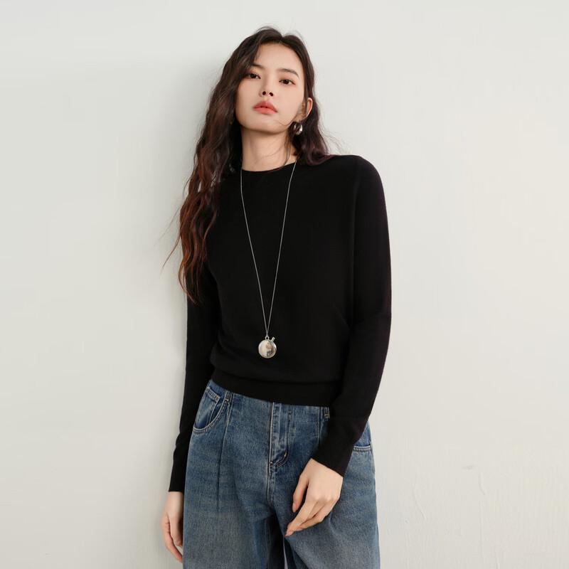 Elva' Island Women's Minimalist Long-Sleeve Wool Blend Knit Sweater