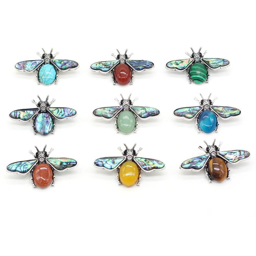 1Pc Reiki Healing Crystal Pendant, Natural Stone Insect Shape Charms for DIY Necklace Hanging Decoration Accessories, Jewelry Making Halloween Crafts