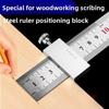 Stainless Steel Ruler Positioning Block 15/20/30/40cm Steel Ruler Scribing Limiter for Woodworking