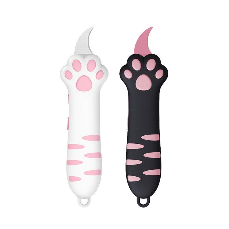 Мини Портативный Открыватель Коробки в Виде Кошачьей Лапки: Прочный розово-черный канцелярский нож для студентов