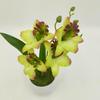 Artificial Yellow Phalaenopsis Orchid Potted Plant, 4 Blooms Faux Silk Butterfly Orchid with Green Leaves, Fake Bonsai for Home  Wedding  Decor