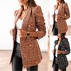 Women's New Fashion Long-Sleeved Casual Suit Collar Printed Pocket Jacket