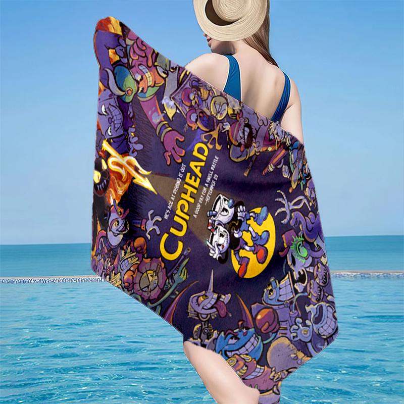 Adventure In The Cup-head Beach Towel, Super Soft Microfiber, Gift for Her/Him, Birthday, for Pool, Beach, Travel, Home Decor Fan gifts
