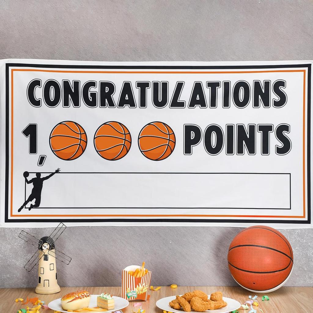 Basketball 1, 000 Points Banner Personalized 1000 Points Memorial Banner Sign 2ft x 4ft Celebrate Party Supply Great Decoration for Award Banquet