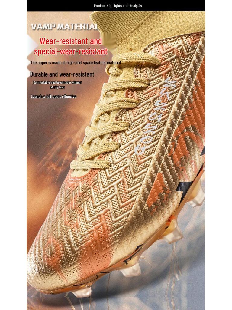 Унисекс высокие футбольные бутсы для искусственного покрытия с длинными шипами, подходят для школьников и взрослых, идеально подходят для тренировок и матчей.