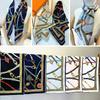 90cm Manual Hand Rolled Twill Silk Scarf Women Chain Design Printed Square Scarves Curled Foulard Femme Bandana Hijabs