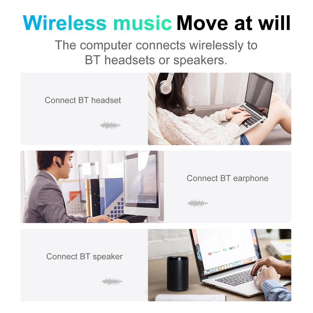 USB BT Transmitter 5.0 Audio Adapter for Video Conferencing and Calls, Plug and Play, Compatible