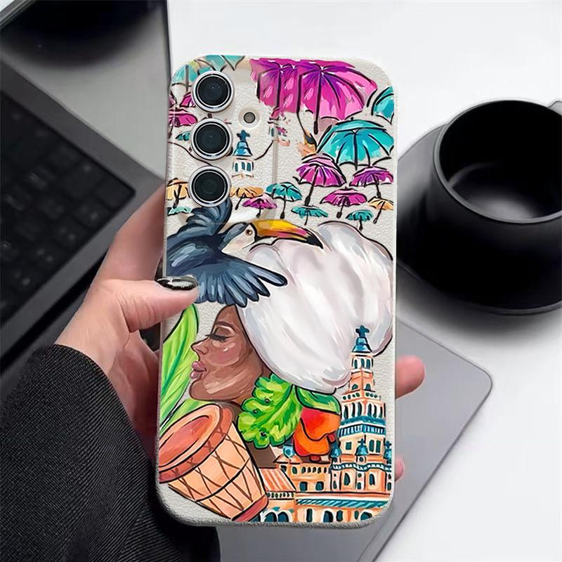 Чехол с тропическим узором тукана для Samsung Galaxy A57 A56 A55 A54 5G A37 A36 A35 A34 A17 A16 A15 A14 Силиконовая крышка с текстурой кожи