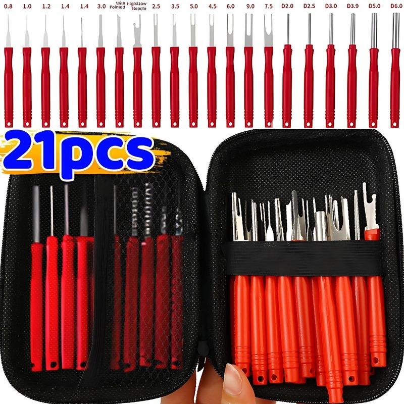 21Pcs Car Terminal Removal Tool Kit Wire Connector Pin Extractor Puller Release Key Extractor for Auto Electrical Repair Set