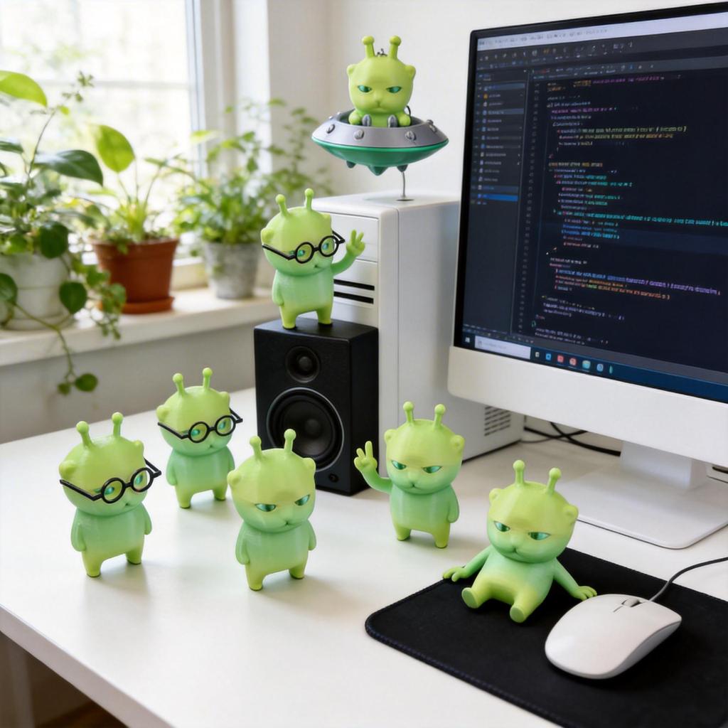 Инопланетный котенок Хачими, украшение: Милая 3D фигурка-эмодзи мультфильма про зеленую фасоль