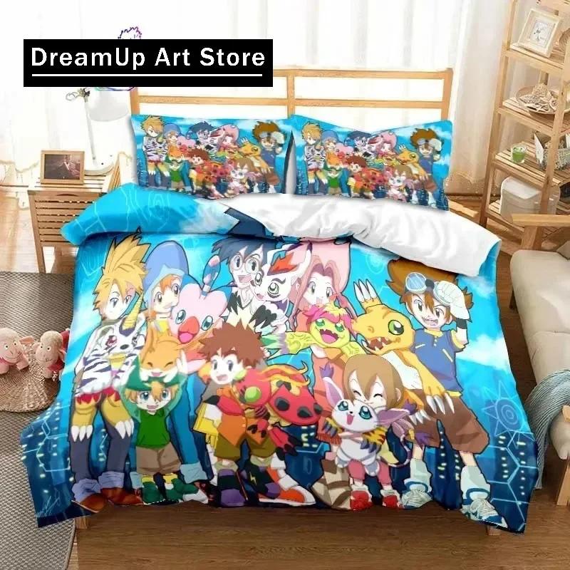 Набор постельного белья Digimon Adventure Аниме Односпальный Двуспальный Полный Queen King Размер Набор для кровати Взрослый Ребенок Спальня Приключение Монстр Мультфильм Постельное белье