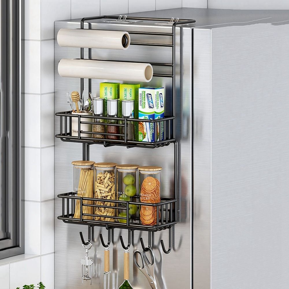 Стойка для хранения специй без отверстий, настенная, полка для холодильника, боковая полка для кухни