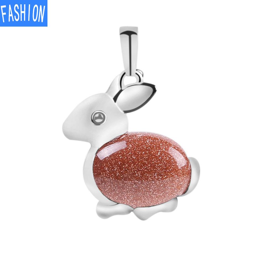 Ожерелье с подвеской из натурального камня серии Lovely Animal из натурального хрусталя и кролика