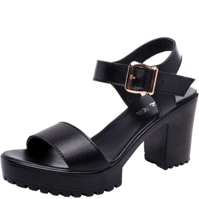 Small Size 32-43 Summer Block High Heels Wedding Shoes Bride Platform Sandals  Women's Thick Bottom Sandals for Office Model