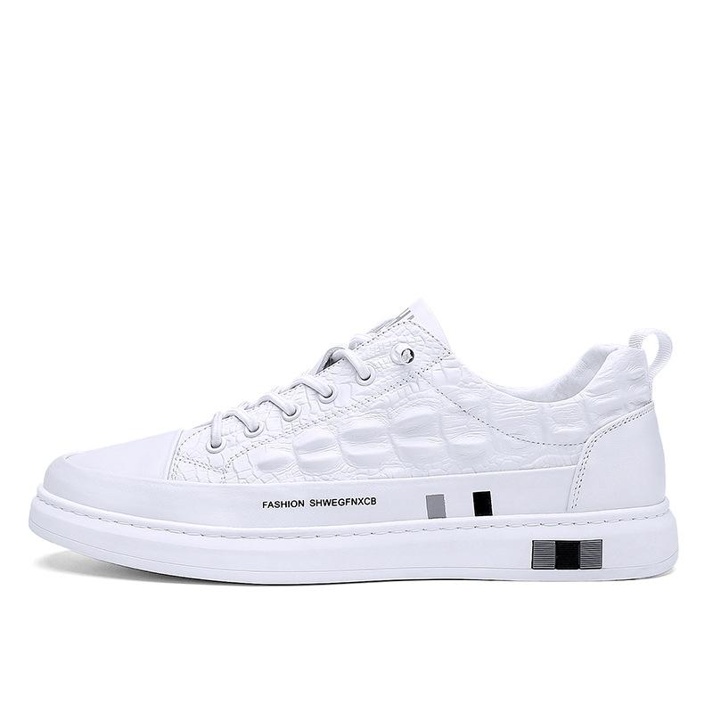 2025 новый тренд мужской обуви осень с повседневной кожаной обувью, увеличивающей внутреннюю высоту обуви на плоской подошве, мужские белые туфли прилива