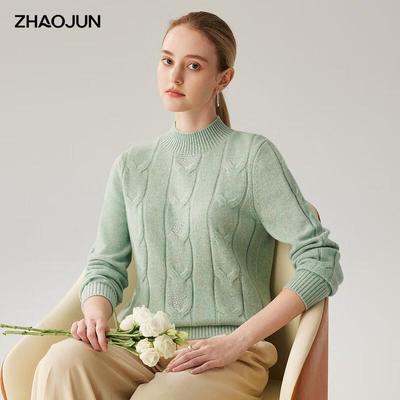 Женский свитер Zhaojun из толстой пряжи, 100% кашемир, с воротником-стойкой