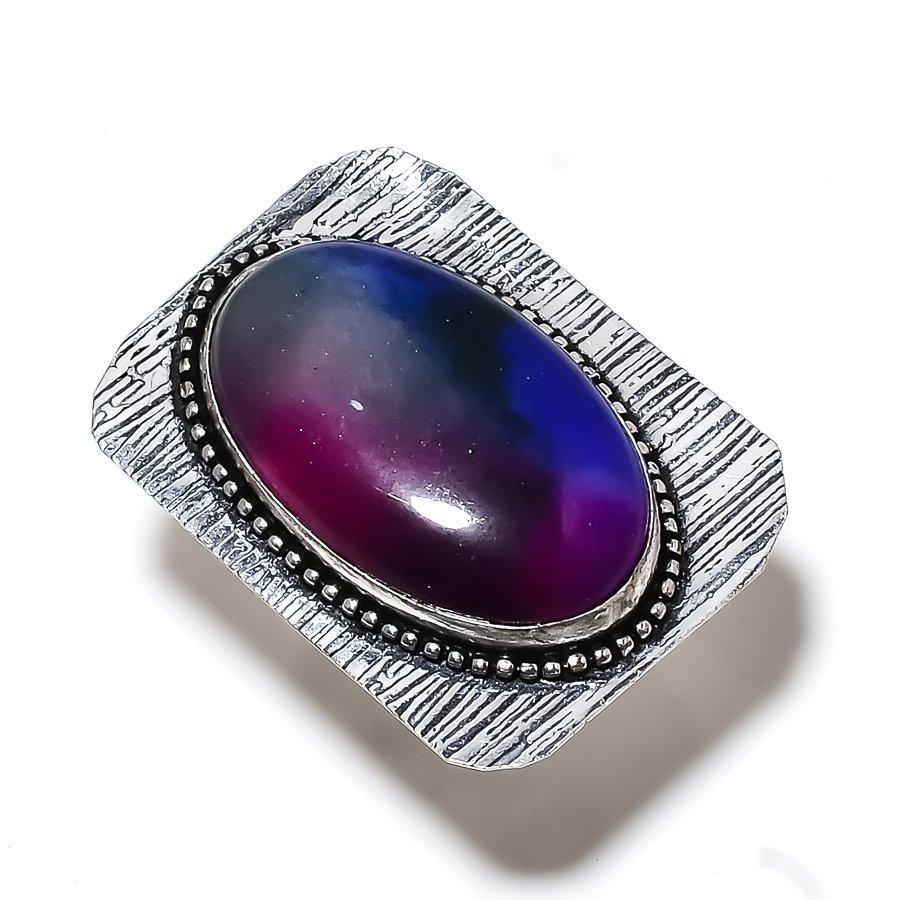 Rainbow Solar Quartz Gemstone Handmade 925 Sterling Silver Ring Size 7 A3u80