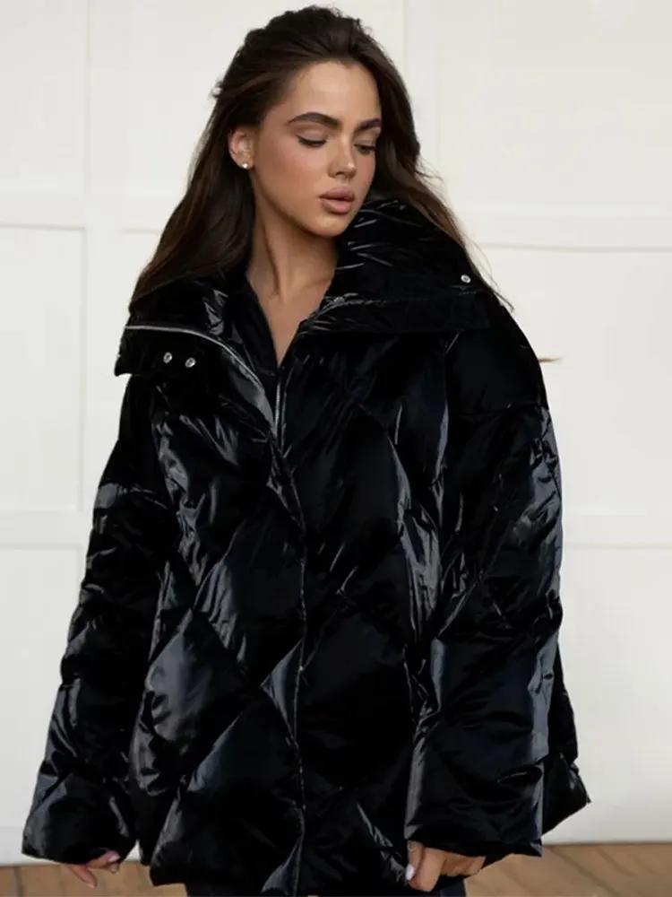 Зимнее повседневное однобортное стеганое хлопковое пальто без шапки, женское шикарное стеганое на молнии, теплое, мягкое, свободное, эластичное, новинка 2024 года, короткая куртка