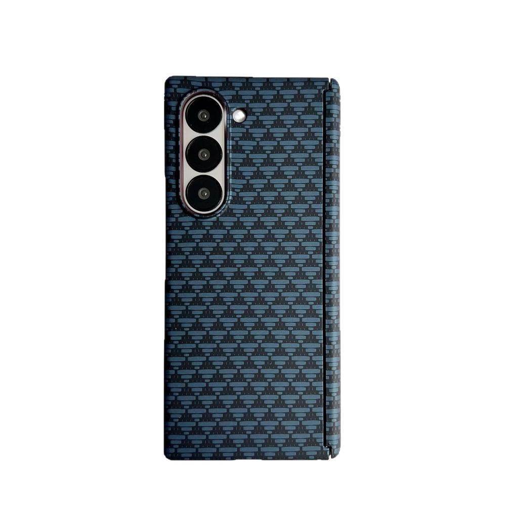 Suitable for Samsung Zfold7 6 5 Folding Mobile Phone Case Style Simple Business Carbon Fiber Pattern Magnetic Shaft Case