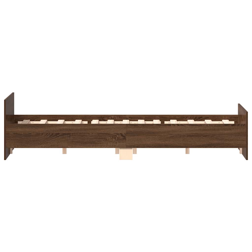 Vidaxl Rama Łóżka Z Wezgłowiem I Zanóżkiem, Brązowy Dąb, 135X190 Cm