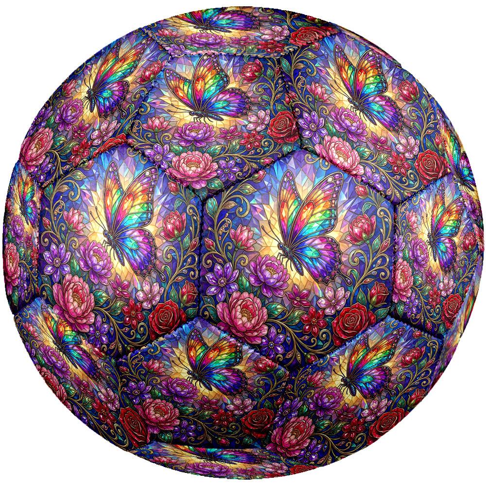 1pc Glass Butterfly Theme Soccer Ball Football, Size 5, Lightweight PVC, Outdoor Training Soccer Ball,Sports Gift t61439