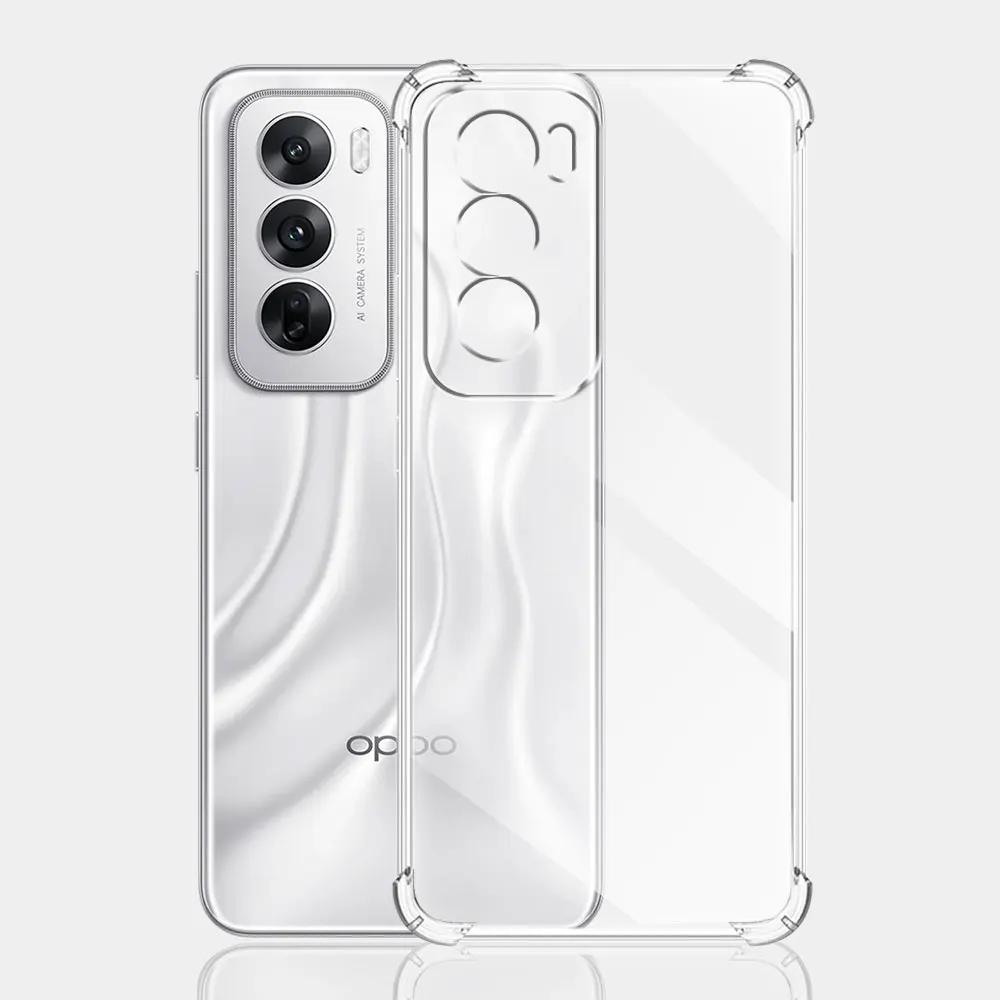 Для Oppo Reno12 Pro CPH2629 Чехол Прозрачный Противоударный Силиконовый Мягкий Чехол для Телефона или Oppo Reno12 CPH2625 Прозрачная Защитная Задняя Крышка