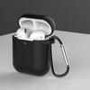 Case For Airpods 2 / Airpods 1 Silicone Soft Cover For Headphones + Keychain Snap Hook Pendant Black (Case D)