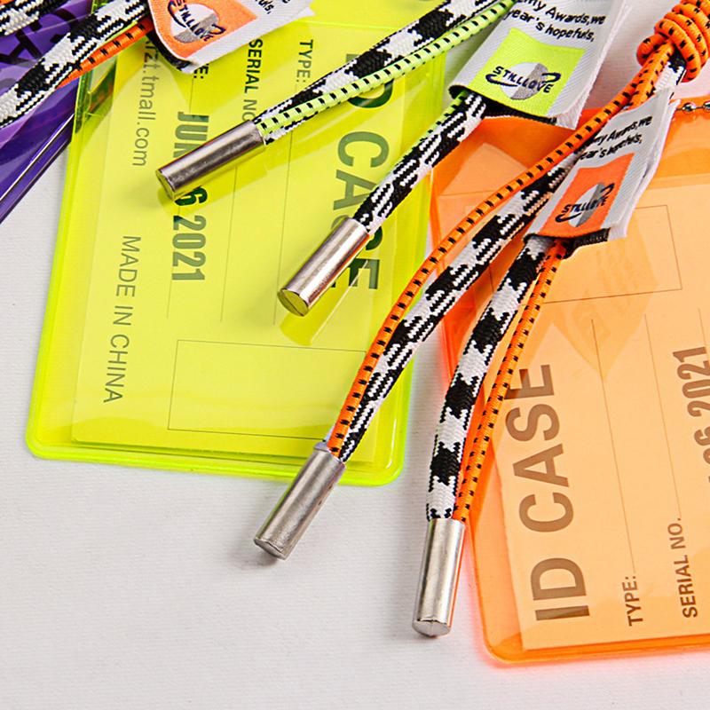 Держатель для карт, шнурок для ключей, флуоресцентный цветной брелок, декоративный держатель для удостоверений