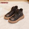 Зимние новые модные женские ботинки, плюшевые, на шнуровке, однотонные, большого размера, теплые и удобные, кроссовки на мягкой подошве Zapatillas