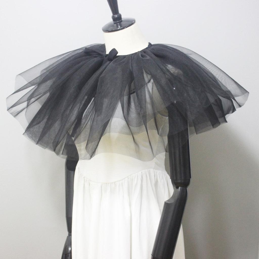 Women Victorians Ruffle Neck Collar Layered Mesh Vintage Renaissances False Collar Large Shawl Scarf Decorative Capelet