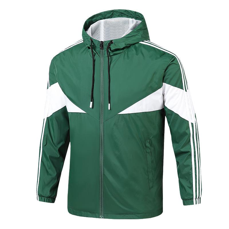 Men's Casual Sports Windbreaker for Spring and Autumn, Thin Design with Three Stripes, Loose Fit, Plus Size Hooded Jacket, Cardigan Jacket