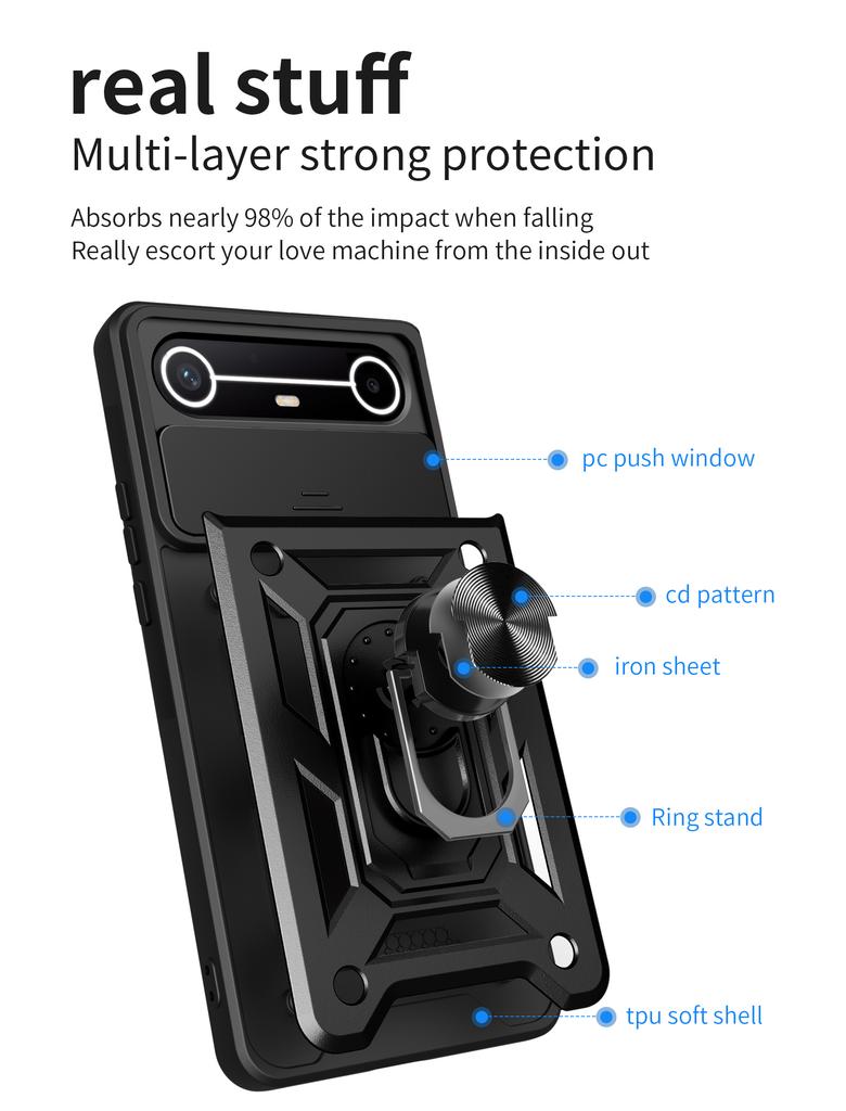 Бронированный чехол для Tecno Pova 7 6 Neo 4 5 7 Neo 7 Ultra Curve Slim 5G, противоударный, с защитой камеры на выдвижной подставке, чехол для телефона