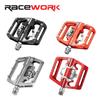 Педали RACEWORK M215 для велосипедной подножки Mtb, смешанные педали, зажим для горного велосипеда, подставка для ног, двойная функция, Spd, алюминий