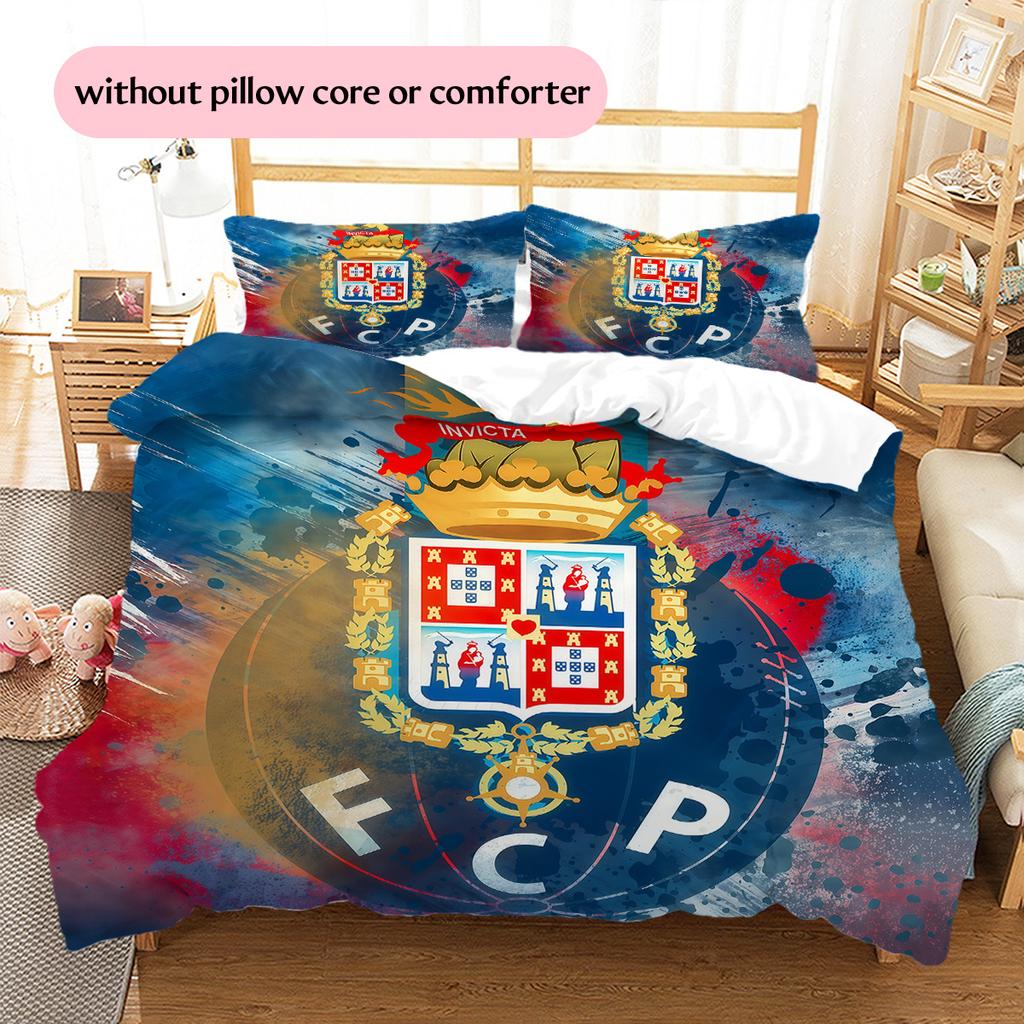Futebol Clube do Porto Pattern Bedding Quilt Set Home Decoration Gift (1 * duvet cover + 2 * pillowcase without core)