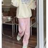 Kawaii милые розовые спортивные штаны для бега, женские спортивные штаны большого размера в корейском стиле, прямые широкие спортивные штаны в стиле Харадзюку, милые спортивные брюки